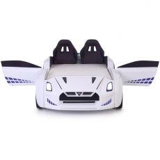 Дитяче ліжко машина GTR White 190х90 см з підсвіткою, музикою, шкіряний салон, пультом